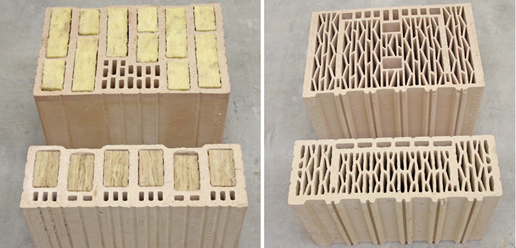 <p>
</p>

<p>
Beispielhafte Darstellung von Varianten von Laibungssteinen (links: Großkammerziegel gefüllt; rechts: filigraner Ziegel ungefüllt)
</p> - © Foto: ift Rosenheim

