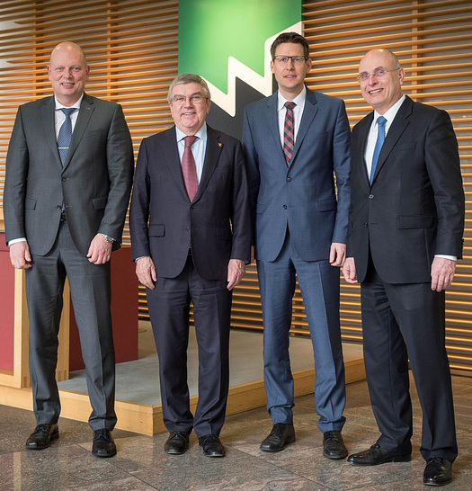 Foto v. l.: Herr Baumbusch, Herr Dr. Bach, Herr Dr. Kordt, Herr Schmidt