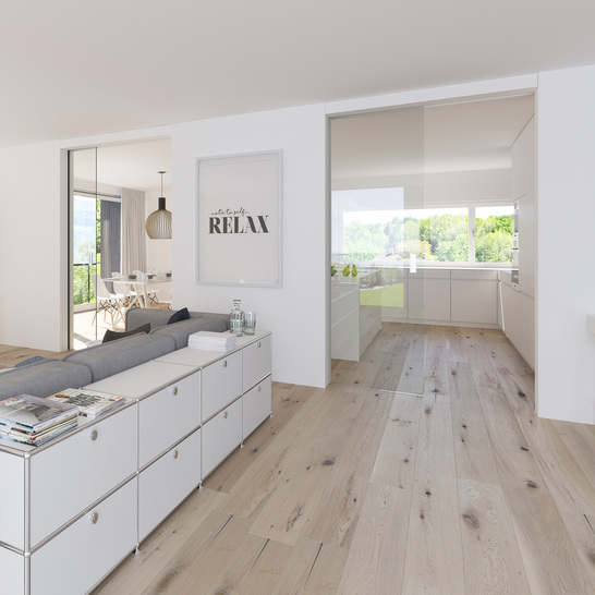 Flexibel nutzbare Wohnzonen liegen im Trend und lassen sich durch Wandtaschenlösungen und mit Hawa Schiebesystemen ansprechend umsetzen. - © Hawa Sliding Solutions AG
 Flexibel nutzbare Wohnzonen liegen im Trend und lassen sich durch Wandtaschenlösungen und mit Hawa Schiebesystemen ansprechend umsetzen.