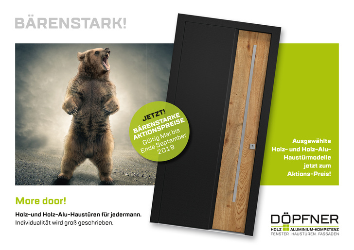 Die Broschüre mit sämtlichen 17 Aktionshaustüren ist anzufordern unter www.doepfner.de