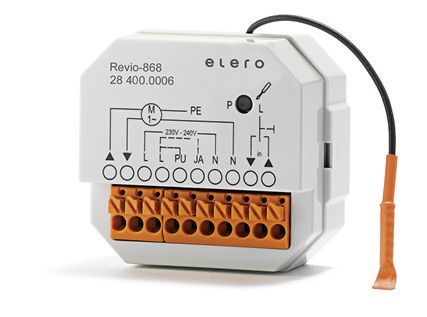 <p>
</p>

<p>
Der Revio-868 ist ein Unterputz-Funkempfänger für Rollladen- und Jalousieantriebe von Elero.
</p> - © Foto: Elero

