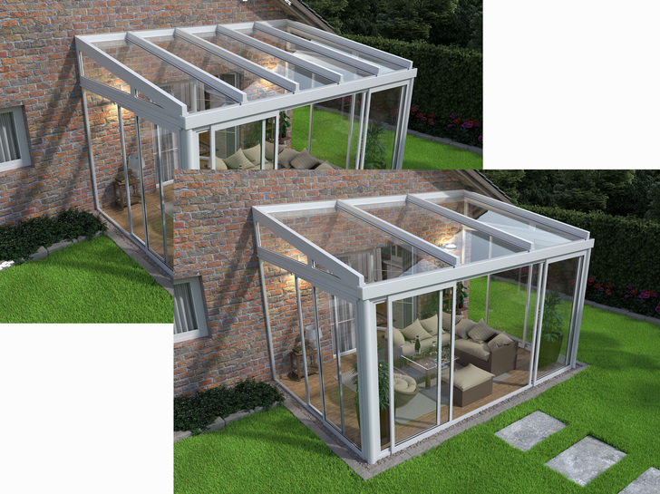 Oben: TerraMax in herkömmlicher Bauart; unten: TerraMax mit Verwendung von Terra lux