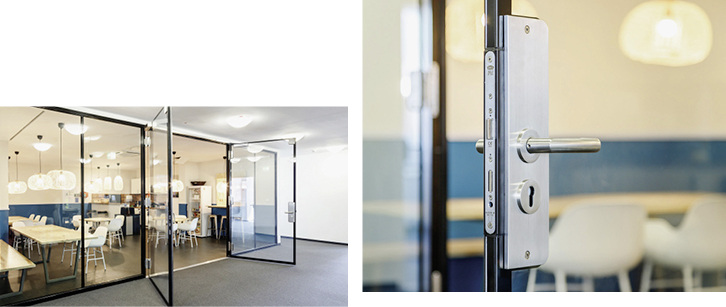 



Die neue rahmenlose, zweiflügelige T 30-Ganzglastür von Promat kommt ohne Riegel und Profile aus. 
