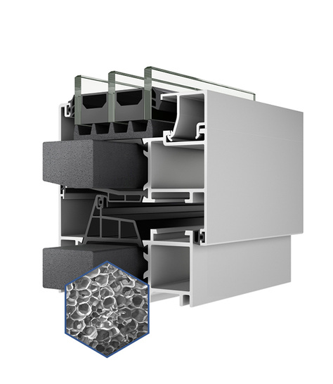 



Zellnahaufnahme: Das Bild zeigt die beiden Schaumblöcke und die Zellnahaufnahme im Sechseck
