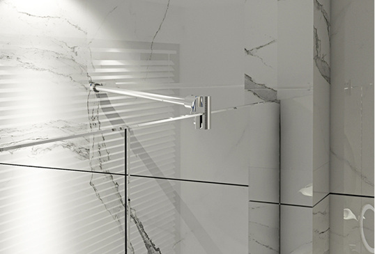 <p>
</p>

<p>
Die neuen Stabilisierungsstangen von CRL sind als Wand und Glasanschluss einstellbar. Dabei können Verarbeiter alle benötigten Winkel in verschiedensten Einbausituationen ohne separate Anschlussbauteile umsetzen.
</p> - © Foto: C.R. Laurence of Europe GmbH

