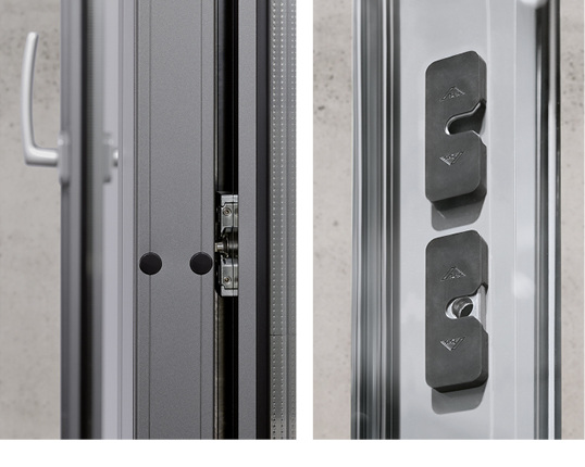 



Effizienter mechanischer Einbruchschutz auf RC 2-Niveau ist auch bei Schiebefenstern und -türen gewährleistet: Beim Parallelabstellschiebe-System „Patio Inowa“ gehören dazu spezielle Sicherheitsschließstücke für den Mittelbruch. 
