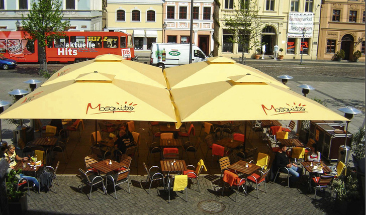 



Quadrate bilden immer wieder Quadrate. So lässt sich sehr schnell viel Gastronomie-Fläche schaffen.

