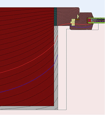 
Schimmelgrenze (blau) erreicht die Oberfläche (Schimmelrisiko)



