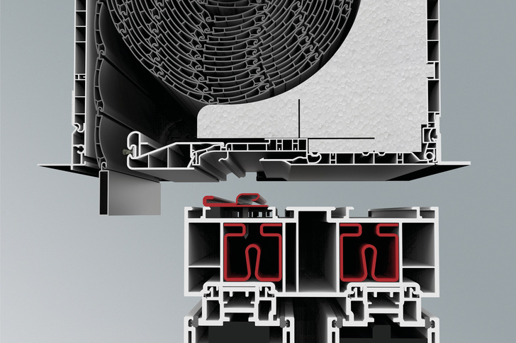 Schritt 2: Anschließend wird der Rollladenaufsatzkasten einfach auf das Spezialverstärkungseisen aufgerastet.