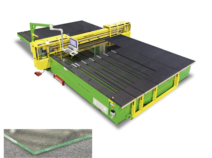 <p>
</p>

<p>
Erstmals präsentierte Hegla auf der Vitrum eine neue Heiztechnologie, die das automatische Schneiden von VSG um ca. 20 % beschleunigt und durch gezielten, lokalen Wärmeauftrag beim Folientrennen mittels Laser die Gefahr von Delaminationen deutlich verringert.
</p> - © Foto: Hegla

