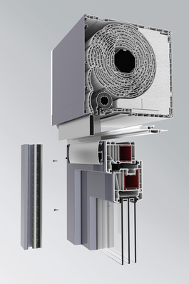 Schnelle und sichere Montage für Aufsatzkästen auch bei Kunststoff-Alu-Fenstern: Ein neuer Adapter überbrückt den Versatz der Alu-Außenschale. 