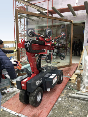 Der Glassworker von Uplifter dient zum Transport und zur leichten Montage von schweren Bauelementen.