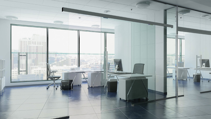 Das Schiebetür System OPK Spaceship kann vor der Wand, in der Wand oder unter der Decke montiert werden.