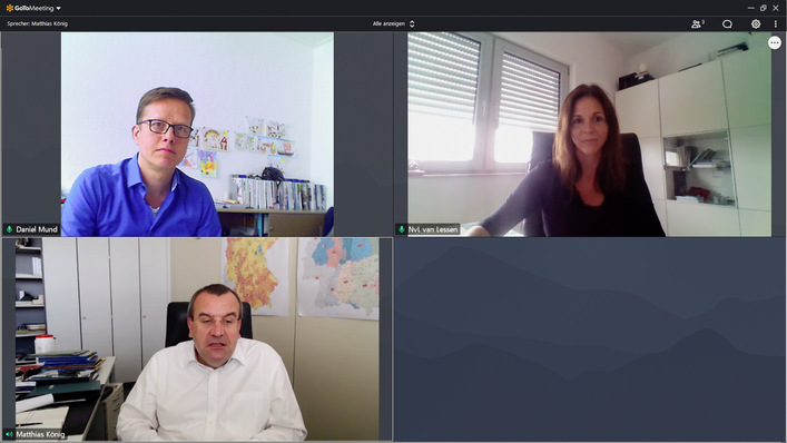 Im Video-Talk: Chefredakteur Daniel Mund im Gespräch mit Marketingleiterin Nadine van Lessen und Geschäftsführer der Unternehmensgruppe Alfred Bohn Matthias König (unten).