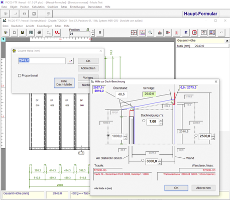 Bei Picos-FTF wurde ein Assistent für die Maßeingabe bei Terassendächern entwickelt.