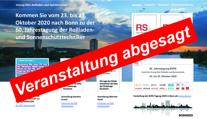 Die geltenden Hygieneregeln und Abstands-Vorschriften für Veranstaltungen inNordrhein-Westfalen bis zum 31. Oktober haben leider keine realen Möglichkeiten geboten, die Tagung in der geplanten Form in Bonn stattfinden zu lassen.