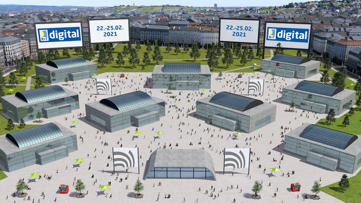 Messehallen Übersicht der R+T digital
