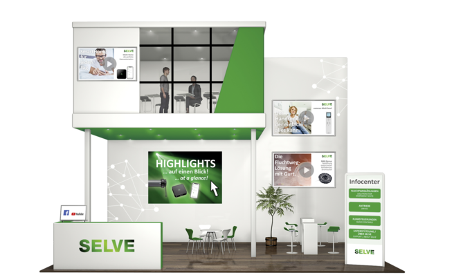 This is what it looks like, the virtual trade fair booth for R+T digital: Here, trade visitors can click to watch various video clips on the product innovations.