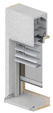 Das Leibungssystem wird mit integrierten Raffstoren, Rollladen oder ZIP geliefert. Optional mit vormontiertem Insektenschutzrollo.