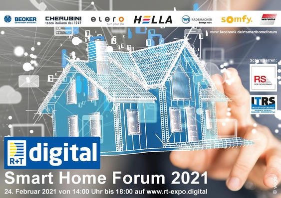 Das Smart Home Forum findet auf der R+T digital am 24. Februar 2021 von 14 Uhr bis 18 Uhr statt.