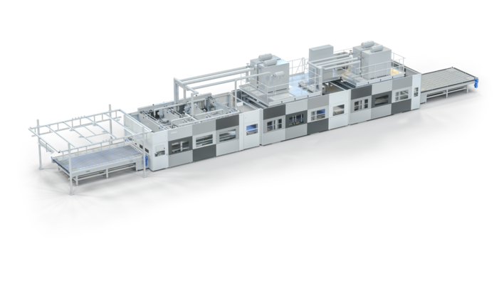 Das Laminierungskonzept IFL basiert auf drei hintereinander gestellten Flachpressensystemen, um eine optimierte Laminierqualität zu erreichen.