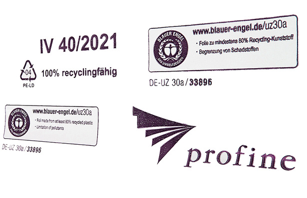 Die profine GmbH setzt als erster Profilhersteller PE-Verpackungsfolien ein, die zu 80 Prozent aus PCR-Standard bestehen und mit dem „Blauen Engel“ ausgezeichnet sind.