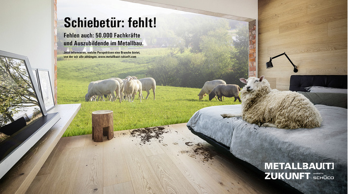 So plakativ macht Schüco auf den Fach- und Nachwuchskräftemangel einer ganzen Branche aufmerksam. Je mehr Metallbaupartner bei dieser Kampagne mitmachen, desto größer ist die Sichtbarkeit in der Öffentlichkeit.
