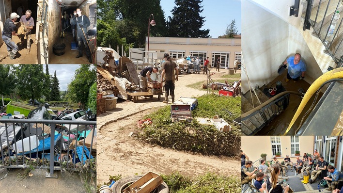 Der Startpunkt zurück zur Normalität – nach der Flut bei Klaes die Keller leer pumpen und ausräumen