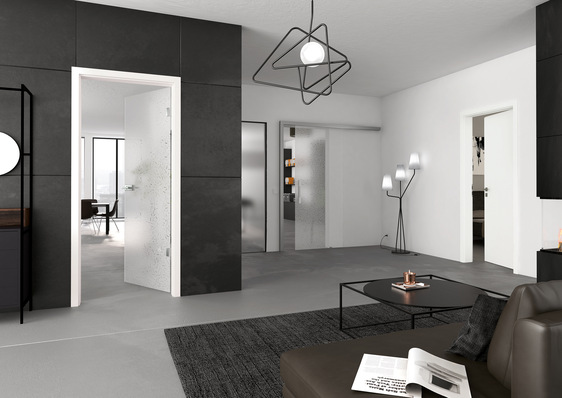 Ansprechende  Wohnräume mit Holz- und Glastüren lassen sich mit dem umfassenden Türenangebot von Prüm umsetzt.