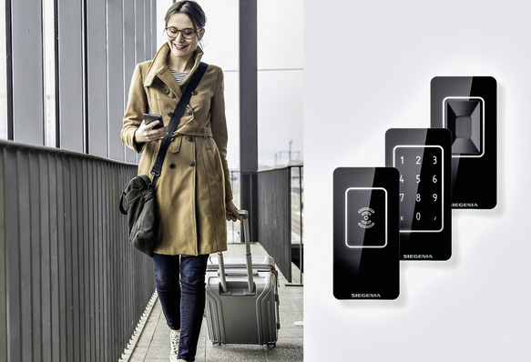 Der neue Fernzugriff macht die Bedienung der Zutrittskontrollsysteme von SIEGENIA noch vielseitiger: Per Smartphone können Endanwender nun z. B. befugten Personen jederzeit und von überall aus Zutritt zum ­Gebäude gewähren.