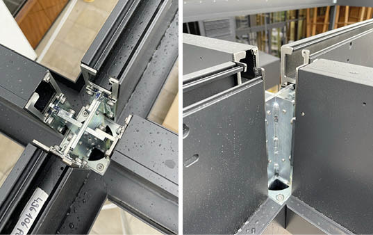 Zu den Anforderungen eines Vierer-Knotens kam bei dieser Warema L50 Gruppen­anlage noch die Besonderheit einer Pfostenhöhe von 366 cm.