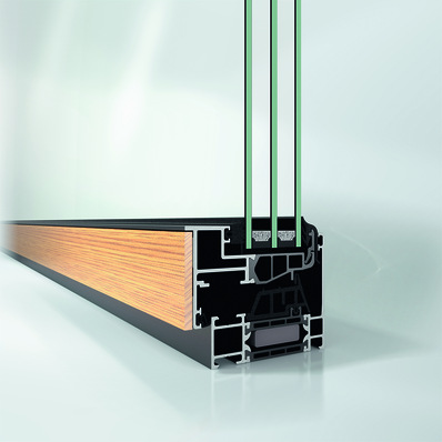 Schüco AWS (Aluminium Window System) WoodDesign ist für die bestehenden Aluminium-Blockfenstersysteme Schüco AWS 75