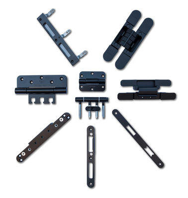 Basys bietet sein gesamtes Portfolio in Schwarz-Tönen und -Nuancen an: Von verdeckt liegenden und sichtbaren Band­systemen für Haus-, Wohnungs- und Objekttüren über Bandaufnahmen bis hin zu Schließblechen und Beschlagzubehör.