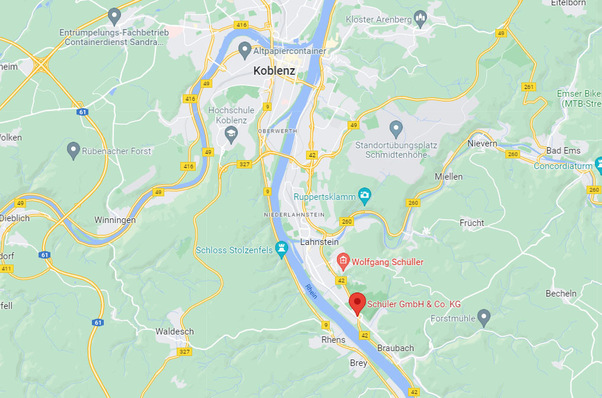 Die Schüler GmbH & Co. KG befindet sich hier: Dr.-Walter-Lessing-Str. 14, 56112 Lahnstein