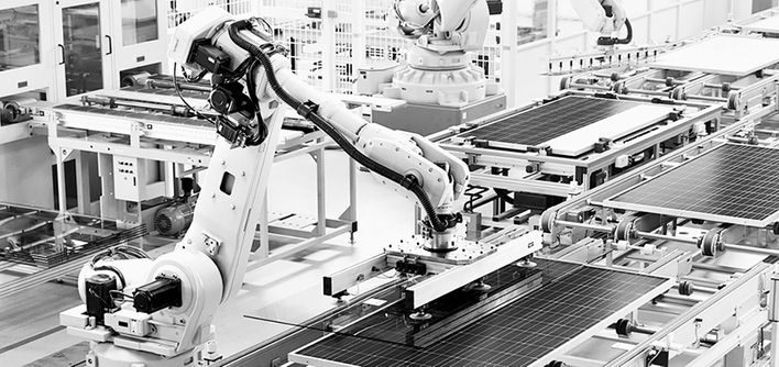 Produktionslinie für PV-Module in der Modern Bright Factory