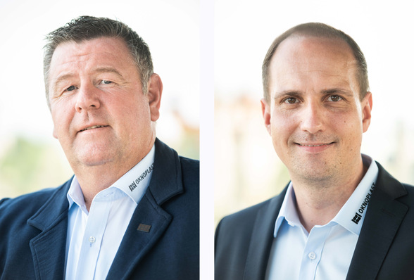 Markus Hoppe (l.) verantwortet mittlerweile die bei Oknoplast neu geschaffene Position des Key Account Managers Deutschland. Seit Mai 2022 ist Sascha Geselbracht der neue Gebietsverkaufsleiter West.