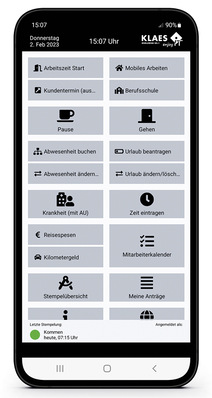 Zeiterfassung komplett in der Hand haben. Die Web-Lösung kann auch mit dem Smartphone bedient werden und zeigt Urlaubstage, Überstunden etc. an.
