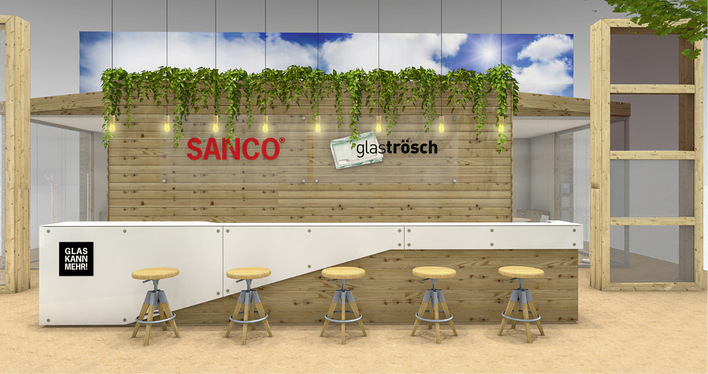 Nachhaltig: Beim Stand von Glas Trösch und Sanco sind alle Komponenten gesteckt oder verschraubt, um eine hohe Wiederverwendbarkeit sicherzustellen.