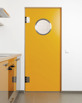 Am Hörmannstand werden erstmals Pendeltüren für den Objektbau aus der Produktion von Grothaus präsentiert. 