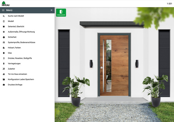 Der neue Haustüren-Konfigurator von NIVEAU macht die Planung von Haustüren noch vielseitiger und einfacher – z. B. durch fotorealistische Ergebnisse und zahlreiche neue Gestaltungsoptionen.