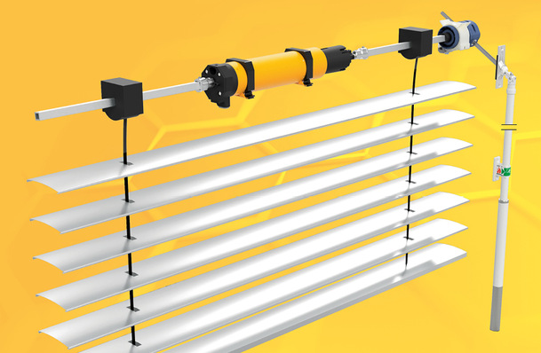 Mit dem Rescue-J für Jalousien und Raffstoren erweitert Geiger das Portfolio an Antriebslösungen für den Sonnenschutz im Rettungsweg.