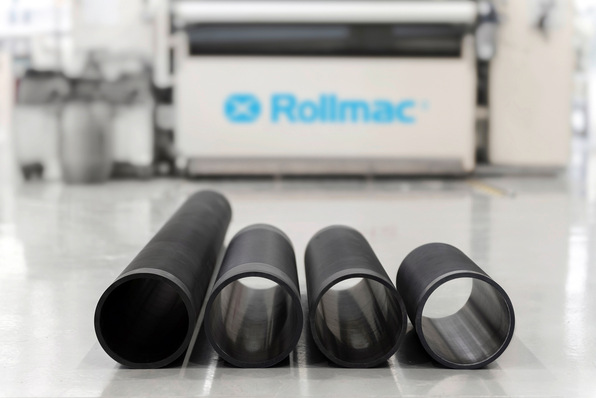 Rollmac: Diese Manschetten (auch graviert) für den Glasdruck werden für den Druck auf pneumatisch aufweitbare Stahlspindeln aufgesetzt. Sie ersetzten die früher verwendeten Stahlwalzen, die mit Kautschuk beschichtet waren.