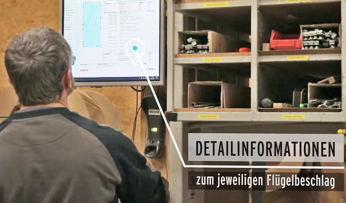 Welche Beschlagteile müssen an diesen Rahmen? Klaes e-prod liefert die Antwort nach einem Scan.