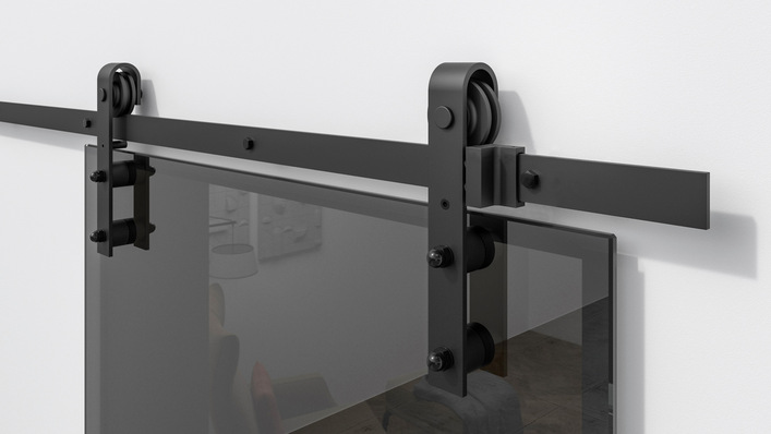 Das neue Schiebtürsystem CRL Cortina bietet die Möglichkeit, Glastüren im angesagten Industrie-Design zu bewegen.