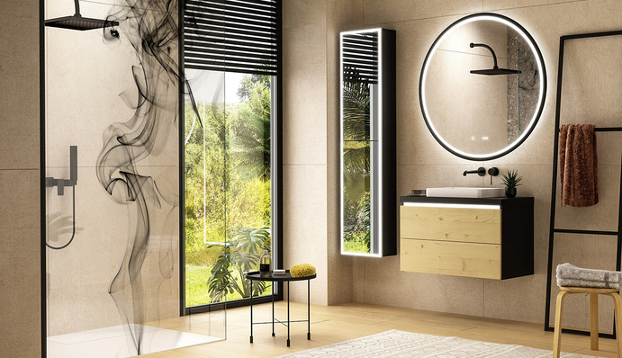 Die Ares GmbH richtet sich mit ihrem Online-Shop, wo man Spiegel und Badmöbel selbst ­konfigurieren kann, direkt auch an Endverbraucher.