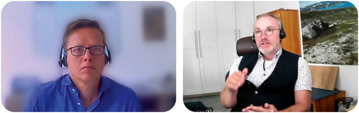 Tischlermeister Klaus Niggemeier (r.) ist Unternehmensgründer, Visionär und Stratege. Er erläutert im Gespräch via Online-Schalte GW-Chefredakteur Daniel Mund die Ziele der Fachschule für Fenstermontage.