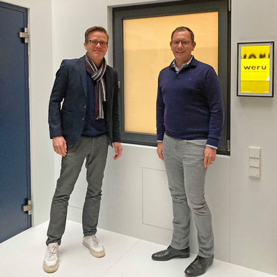 GW trifft Weru: Carsten Voß (r.) im Gespräch mit GW-Chefredakteur Daniel Mund