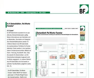 Die im BF-Arbeitskreis „Warme Kante“ erarbeiteten Datenblätter finden Interessierte  im „Kompass Warme Kante“ zum Download auf der BF Website.