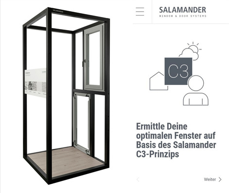  Salamander präsentiert die myWindow_C3 App für den deutschen Markt – eine nutzerfreundliche Oberfläche zur individuellen Fensterberatung für Bauherrinnen und Bauherrn.