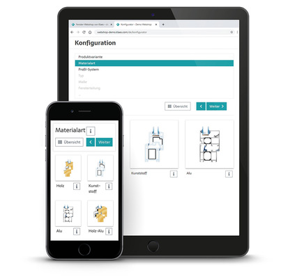  Der Klaes webshop für Endkunden ist gleichzeitig das Erfassungstool für die Händlerlösung Klaes webtrade